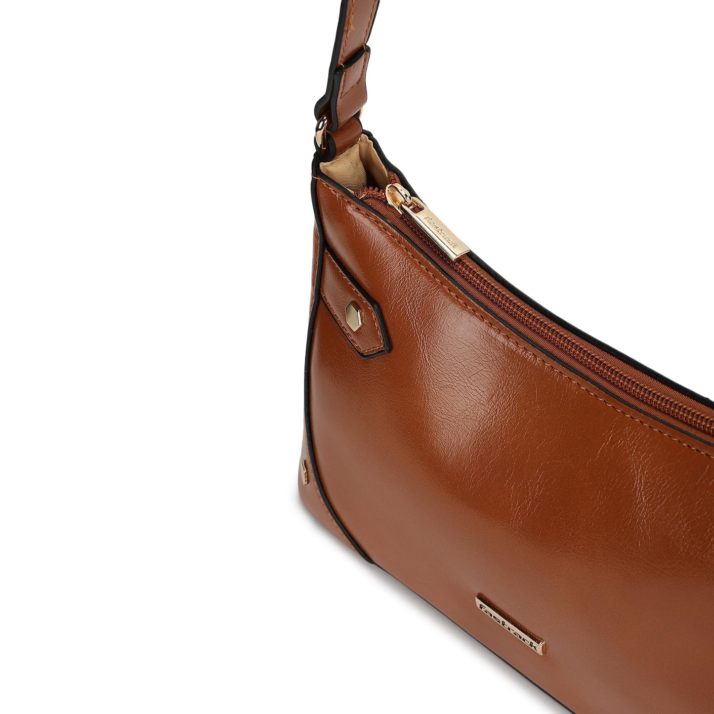 Fastrack Women's Stud Detail Shoulder Bag with Top Zip Closure | Trendy Stitching and Metal Stud Accents, Inner Zip and Slip Pockets | Comfortable Shoulder Strap | Trendy Women's Handbags