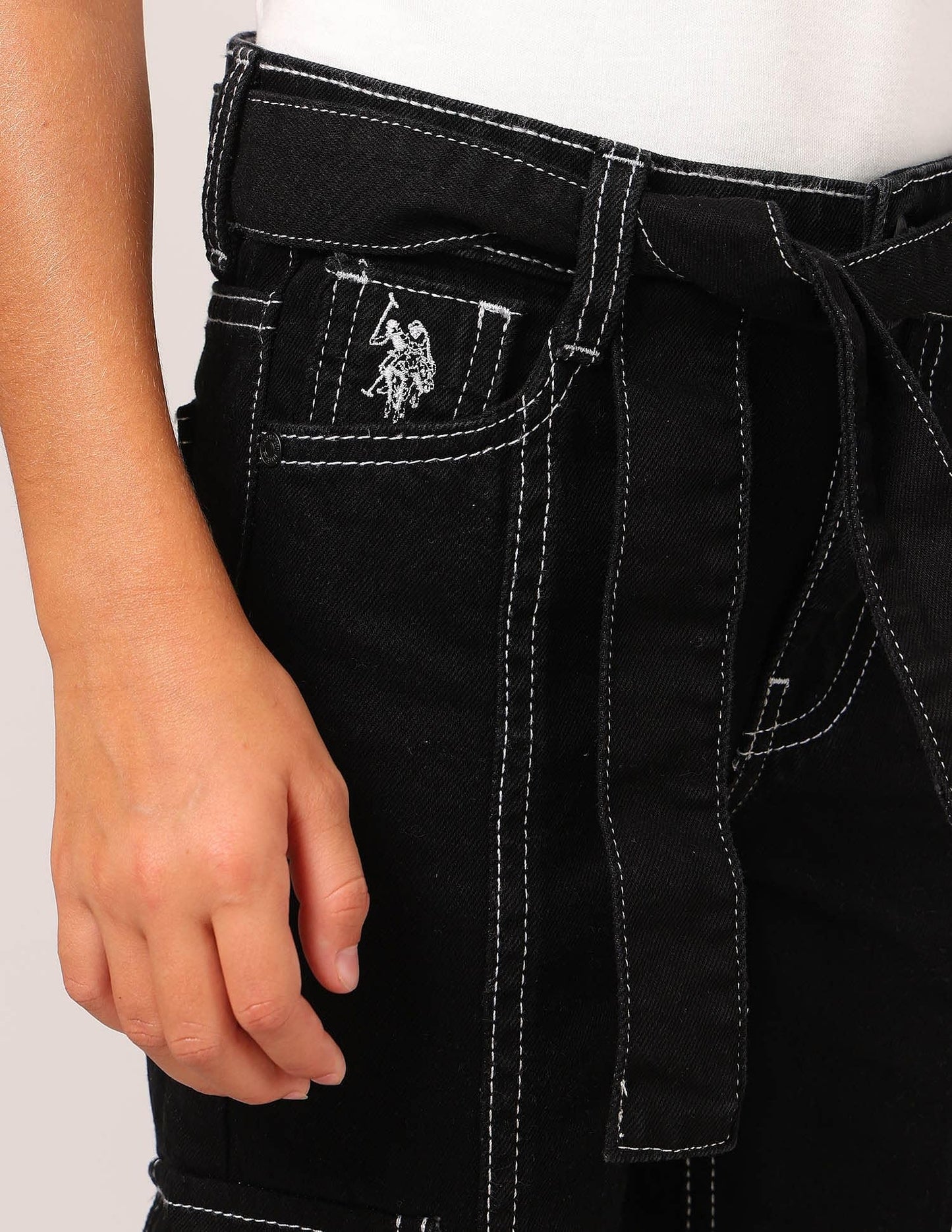 U.S. POLO ASSN. Girls Mid Rise Bootcut Jeans (UGJEN0197_Black_9-10Y)