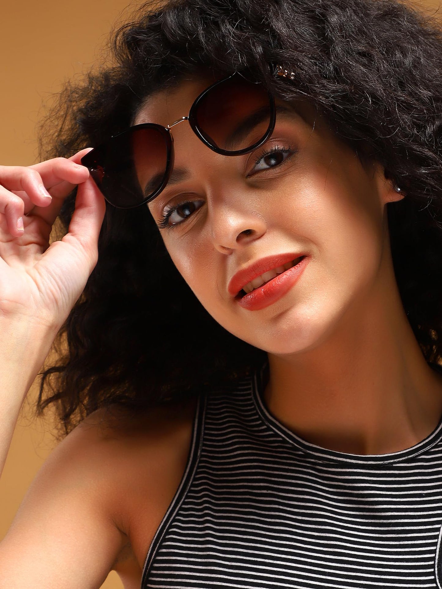 Voyage Uv Protected Cat Eye Women Sunglasses - (Brown Lens | Brown Frame | Gradient Sunglasses), Free Size