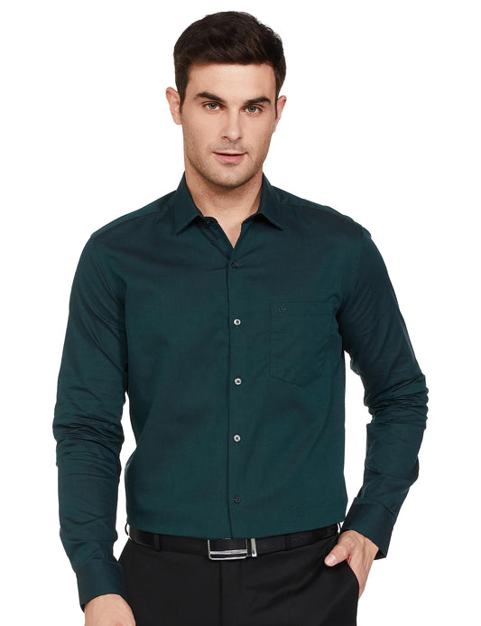 Arrow Men's Solid Full Sleeve Slim Fit Cutaway Collar Cotton Formal Shirt (ARADOSH1450_Dark Green_39)