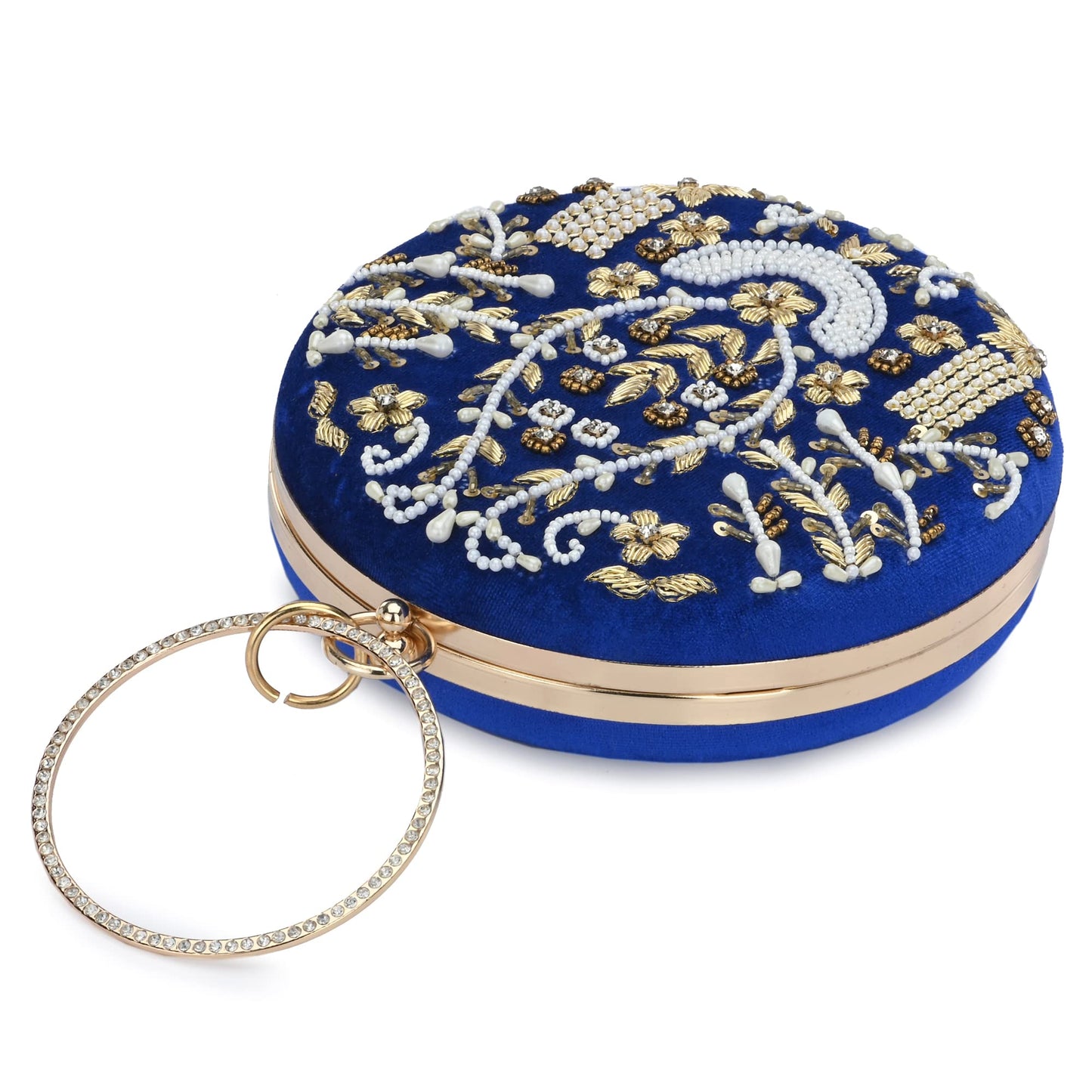 For The Beautiful You Blue Embroidered Women's Clutch (412)