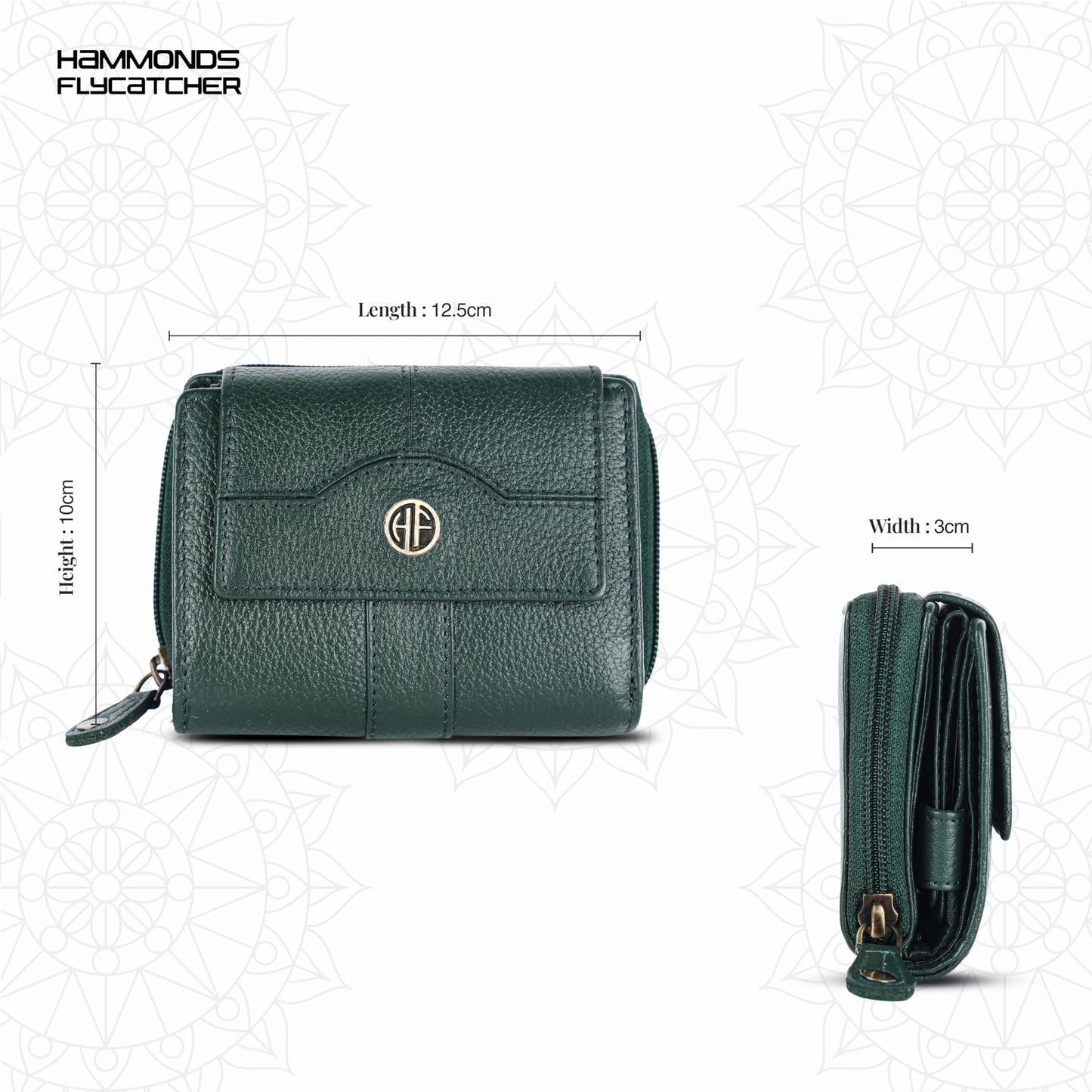 HAMMONDS FLYCATCHER wallet for women - Genuine Leather Ladies Wallet - Green - 14 Card Slots - RFID Protection - 3 ID Card Slots - Women's Wallet - Button Closure -Hand Wallet - Daily Use, Money Purse