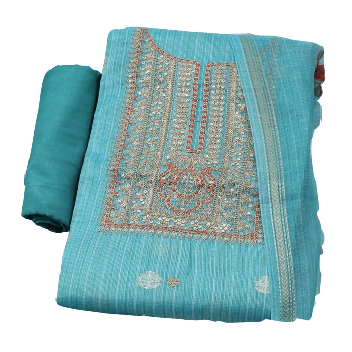 Meena Bazaar Firozee Printed Salwar Suit Dress Material