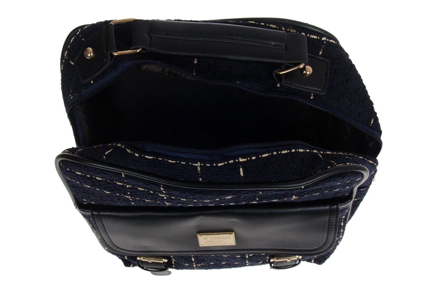 Artisan Crafted Leather Look Unisex Designer HandBag Backpack/Office Bag (Navy Blue) For Women/Girls/Boys/Men