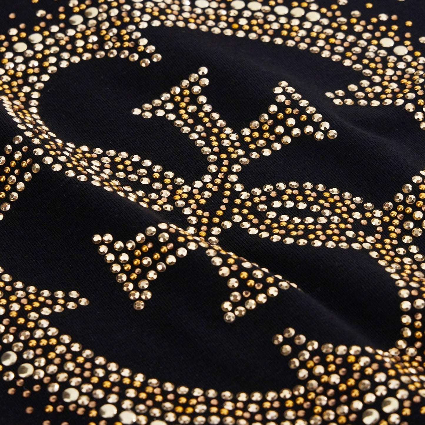 GUESS Women Black Embellished Round Neck Short Sleeves T-Shirt