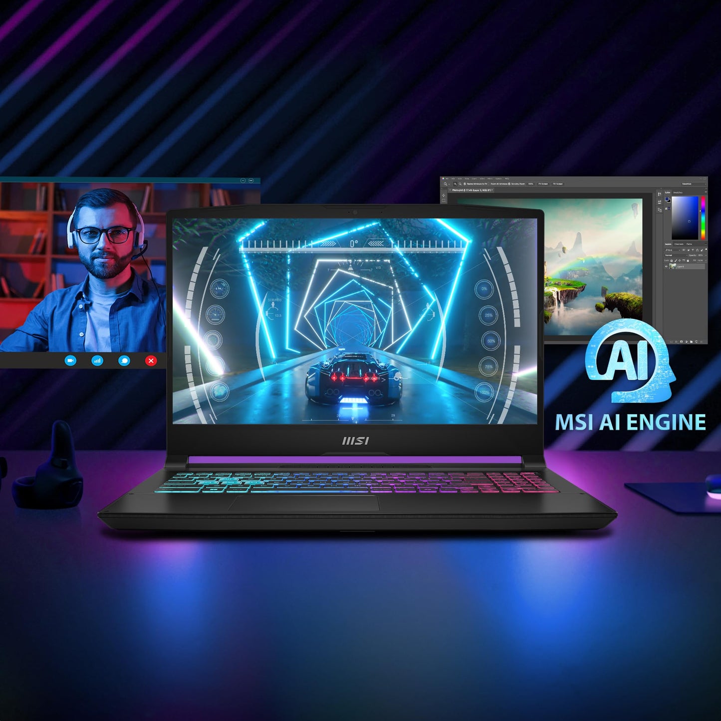Katana A15 AI, Ryzen 7 8845HS, Built-in AI, 40CM FHD 144Hz Gaming Laptop(16GB/512GB NVMe SSD/Windows 11 Home/NVIDIA GeForce RTX 4050, GDDR6 6GB/Black/2.25Kg), B8VE-418IN