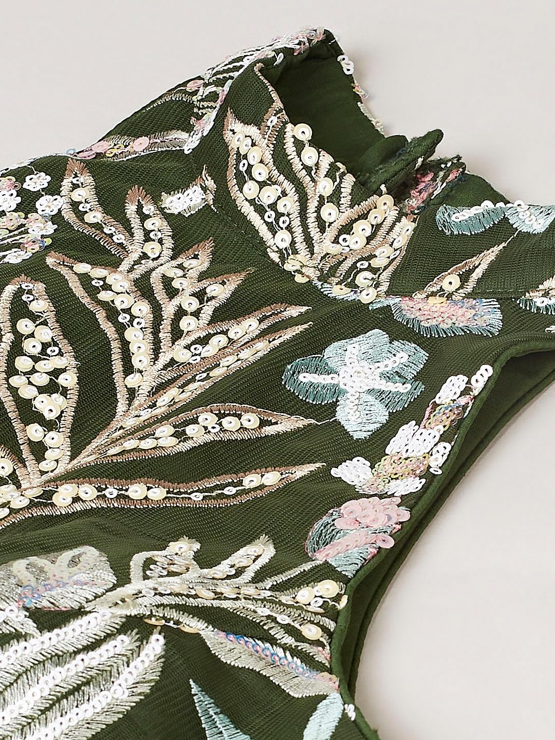 Zeel Clothing Women's Net Sequins Embroidered Soft Net Semi Stitched Lehenga Choli With Dupatta (6032-Green-Wedding-Stylish-Lehenga-Choli-Latest; Free Size)