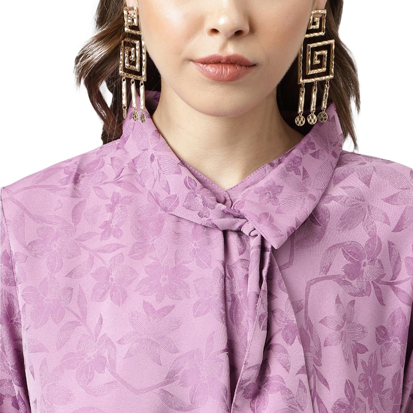 Latin Quarters Women Lavender Color Solid Top