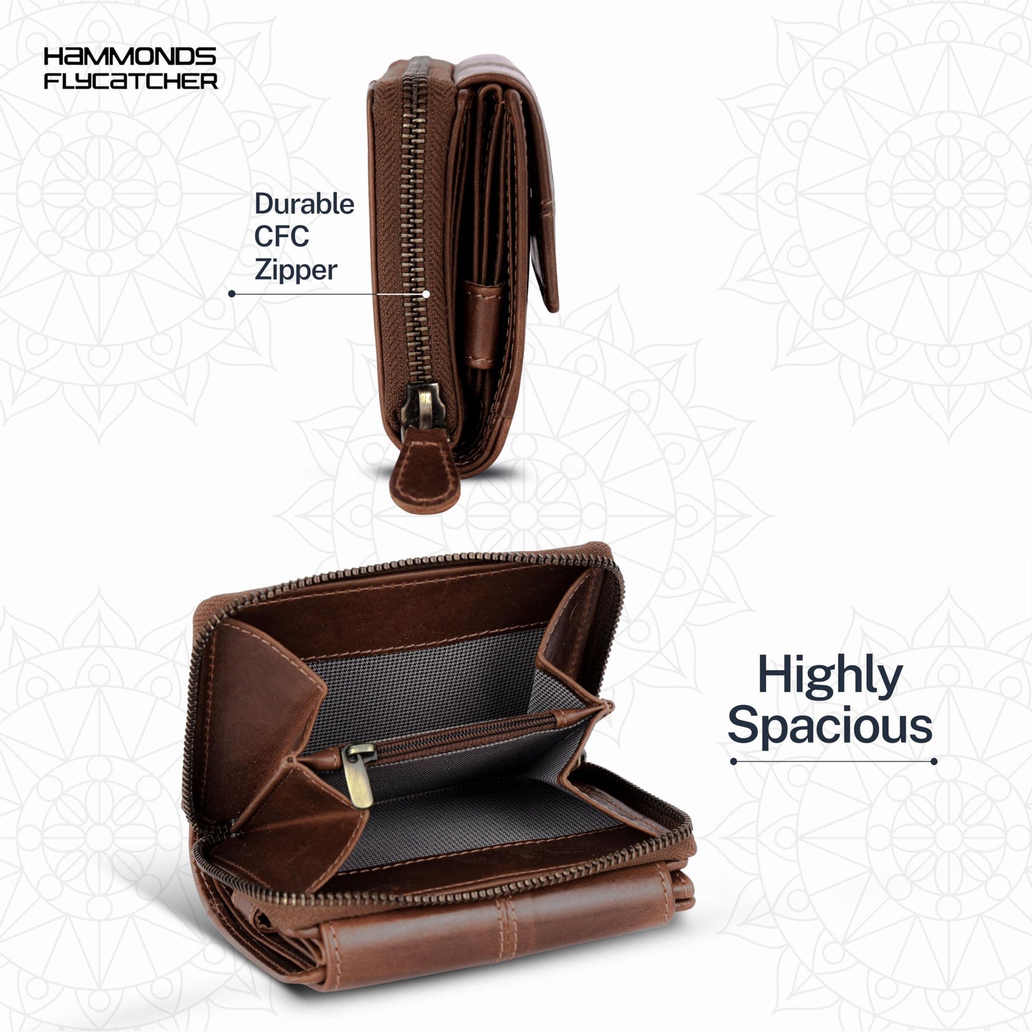 HAMMONDS FLYCATCHER Leather Ladies Wallet for Woman with 14 Card Slots - Clutch Purse for Women, Ladies Wallet for Women Stylish, Ladies Purse for Women Wallet, Gift for Womens - Blazing Brown