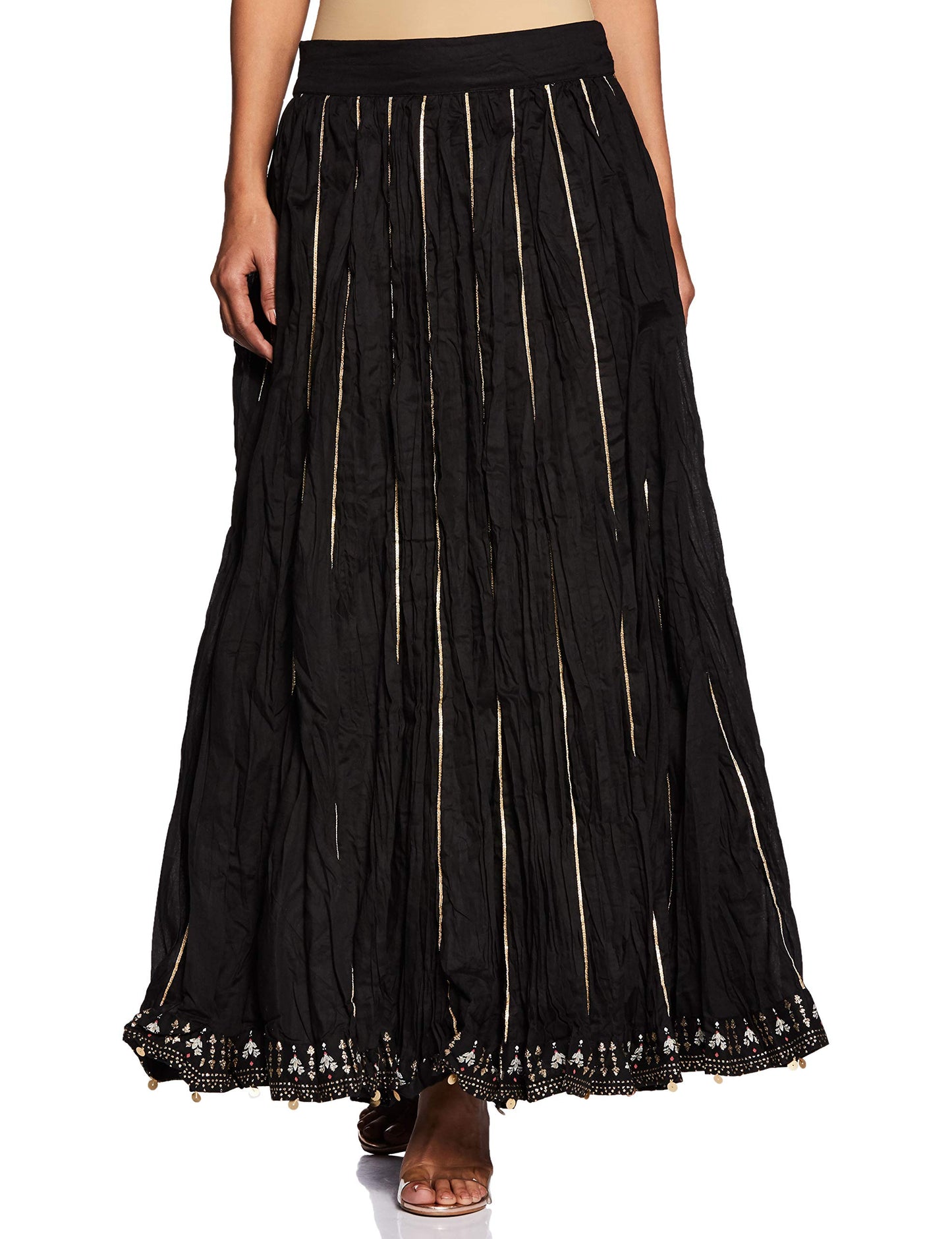 W for Woman Women's Maxi Skirt (19AUW50240-212615_Black_Wl_Black_L)