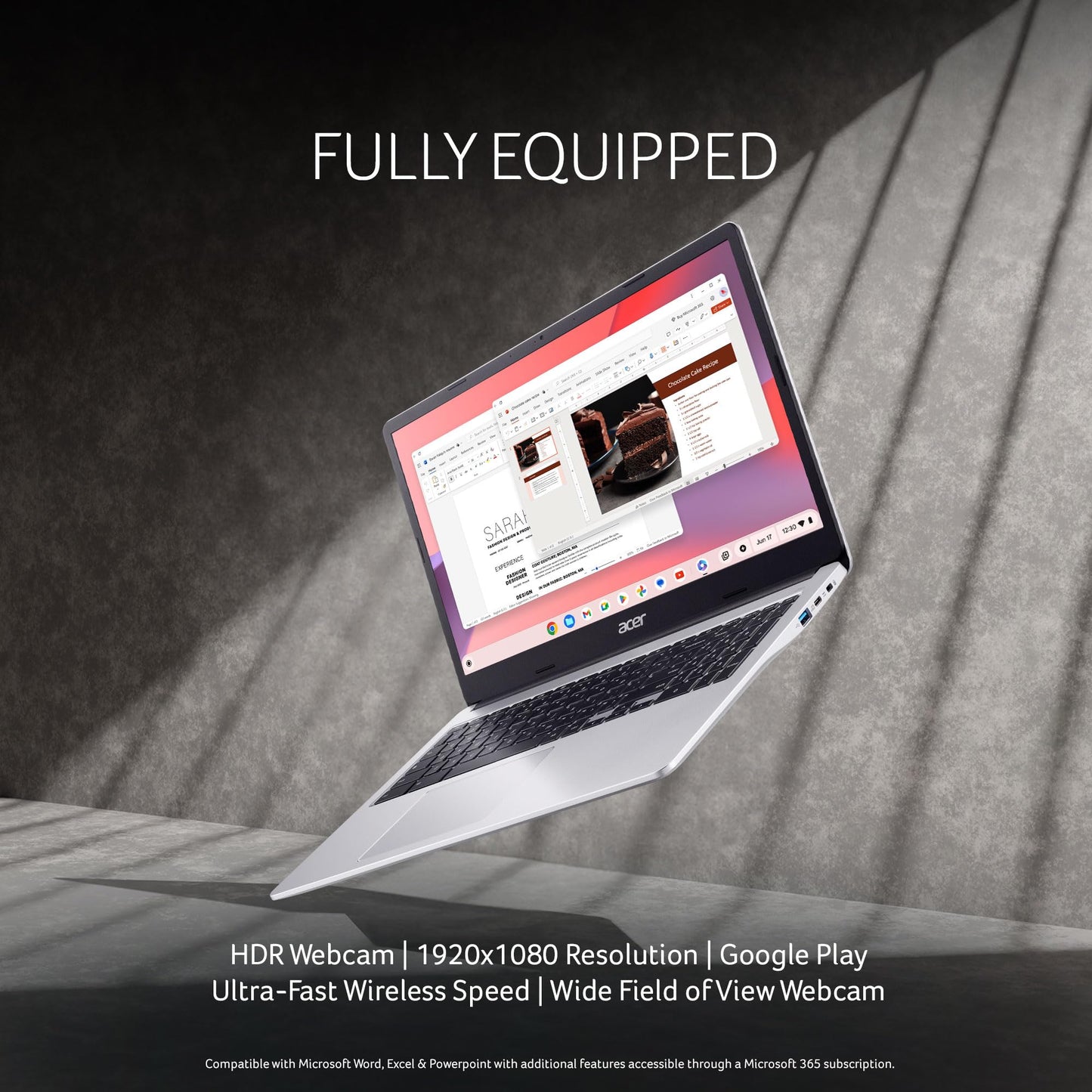 Acer Chromebook, Intel Celeron N4500, 8GB RAM, 128GB Storage, Full HD, 15.6"/39.6cm, Chrome OS, Silver, 1.6KG, CB315-4H, WiFi 6,3 Months Google One AI Premium Plan& 2TB Cloud Storage AI Powered Laptop