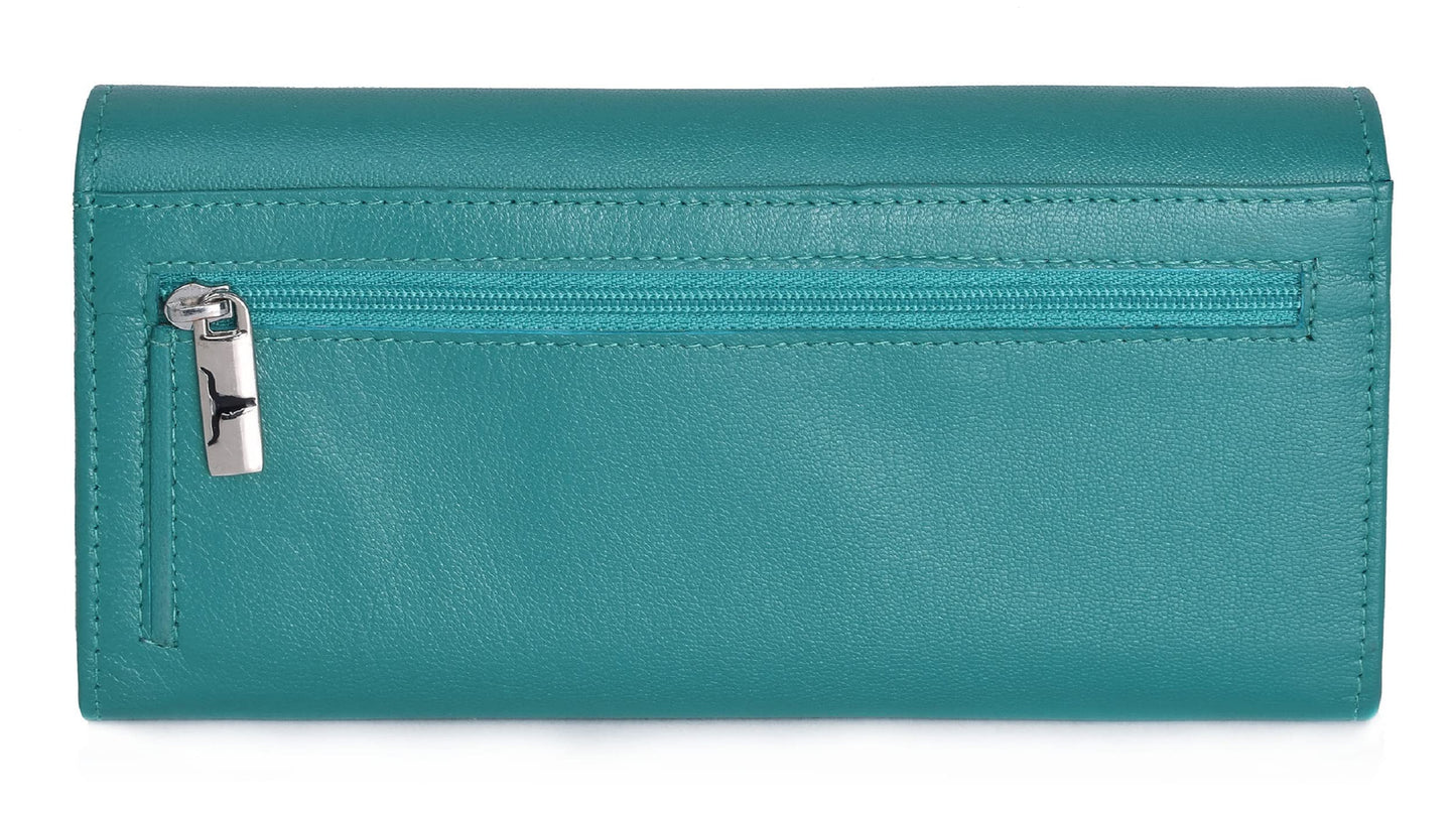 URBAN FOREST Natalie Light Blue Womens Leather Wallet