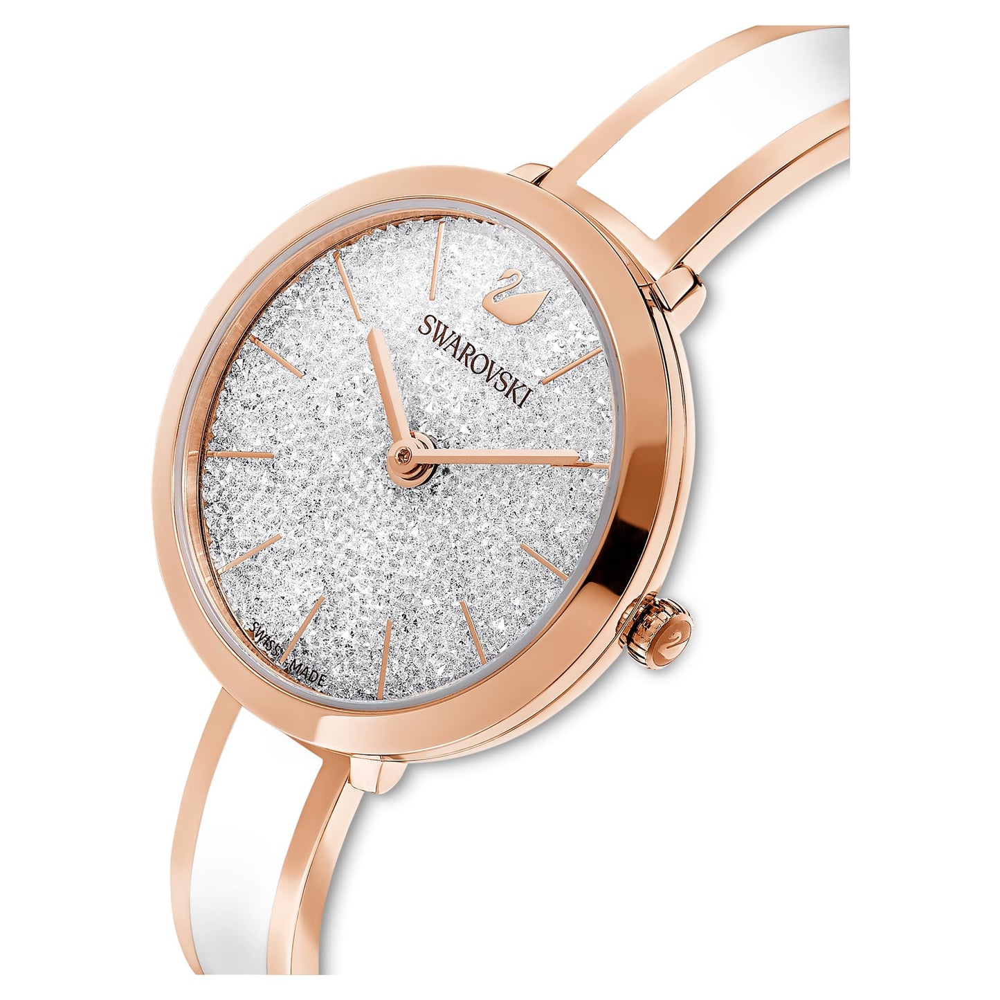 Swarovski Crystalline Delight Watch, Swiss Made, Metal Bracelet, White, Rose Gold-Tone Finish