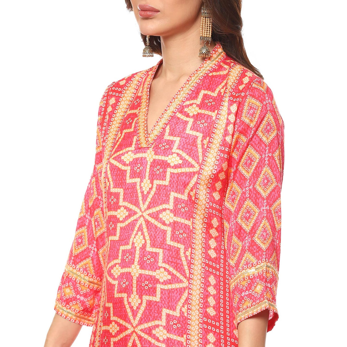 BIBA WOMEN PRINTED STRAIGHT SALWAR KURTA DUPATTA(SKDKNOTTING8288_FUCHSIA_32)