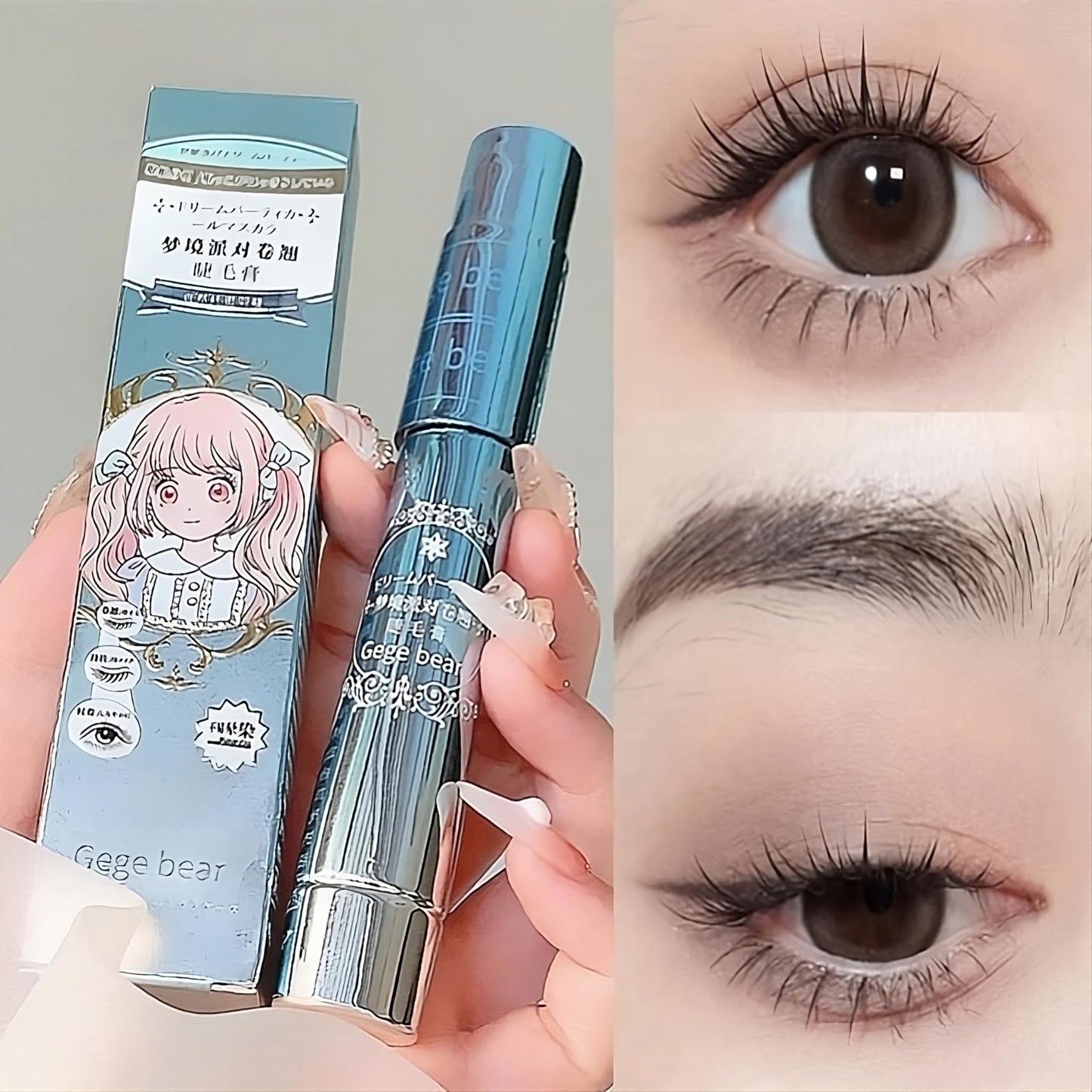 Gege Bear Fiber Curly Mascara: Waterproof, Smudge-Proof Perfection for Women Seeking All-Day Volume, Curl, and Definition – A Must-Have Mascara for Effortlessly Beautiful Eye Makeup (Black, Pack of 1)