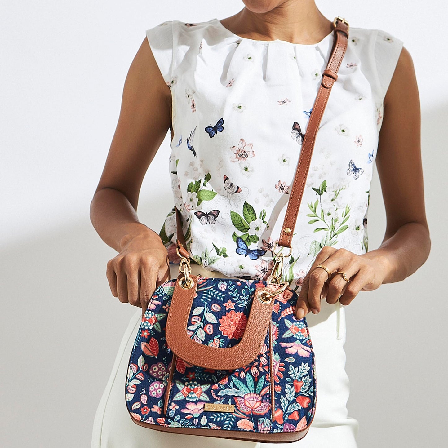 Chumbak Women's Office Tote Bag, Printed Canvas Shoulder Bag for College, Work and Travel, Stylish and Durable with Laptop Compartment