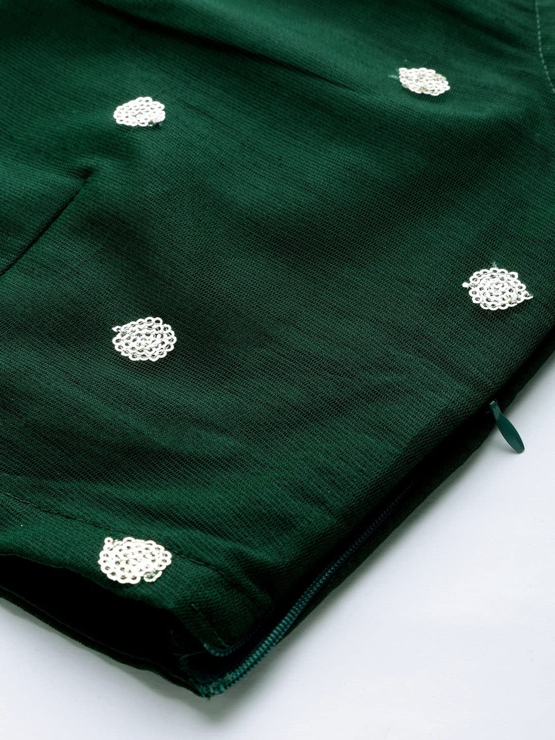 studio rasa Net Women's Girls Sequin Embroidered Sleeveless Blouse Crop Top For Wedding Festive(Tpwc22044S_Bl_Green_Small)