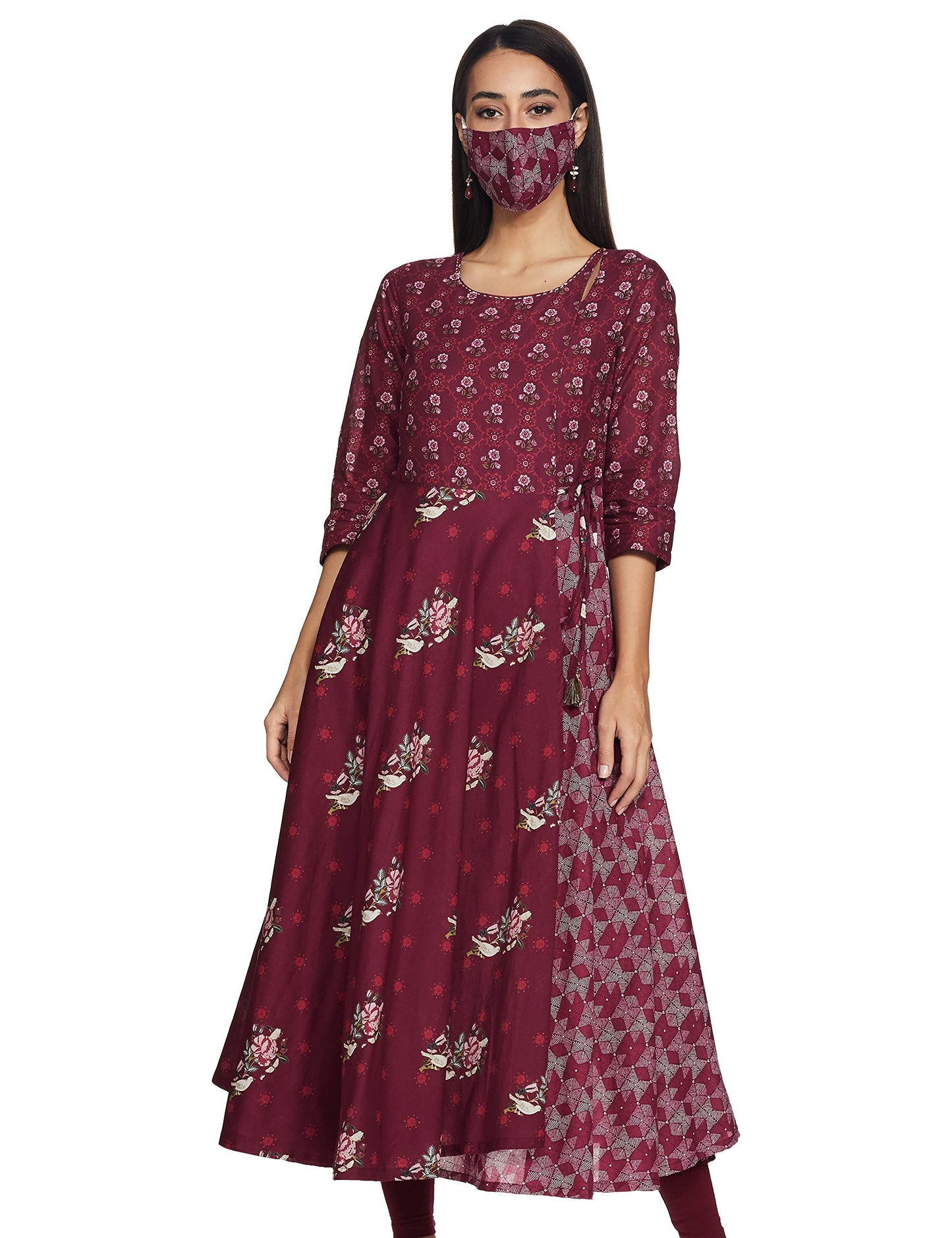 BIBA Women Printed Mix and Match(Casual D1299_Wine_42)