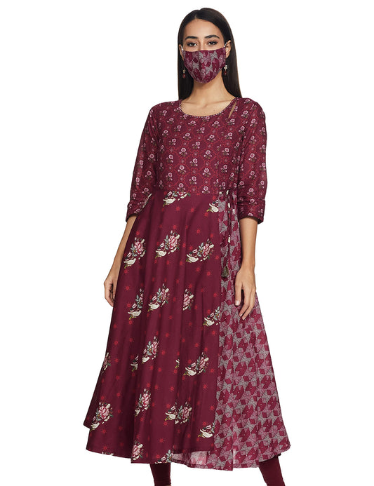 BIBA Women Printed Mix and Match(Casual D1299_Wine_42)