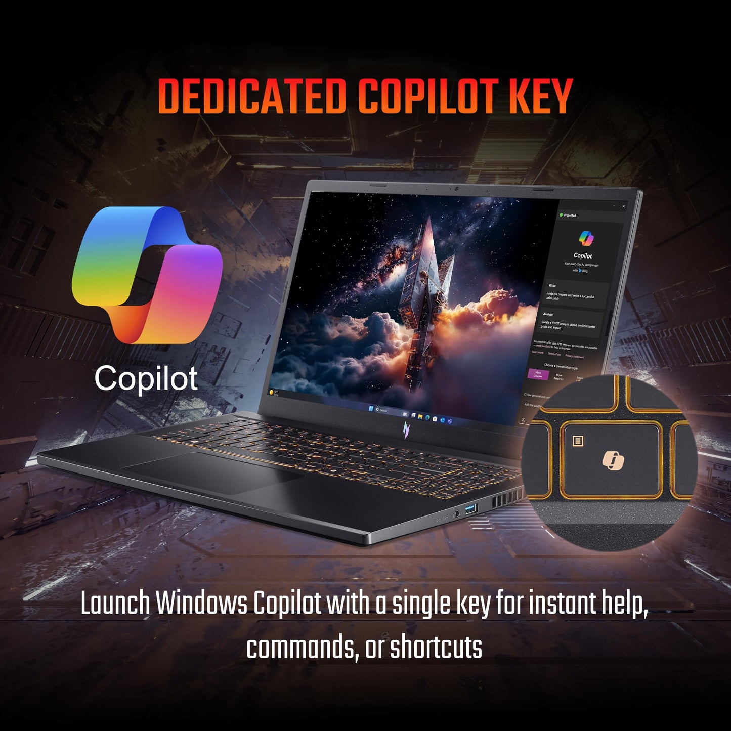 Acer Nitro V 15, Intel core i7-13th Gen 13620H,NVIDIA GeForce RTX - 5050 8GB, 16 GB/512 GB,Full HD IPS,15.6"/39.62 cm,165 Hz, Win 11 Home, Obsidian Black, 2.113 kg, ANV15-52, Amber KB,Gaming Laptop