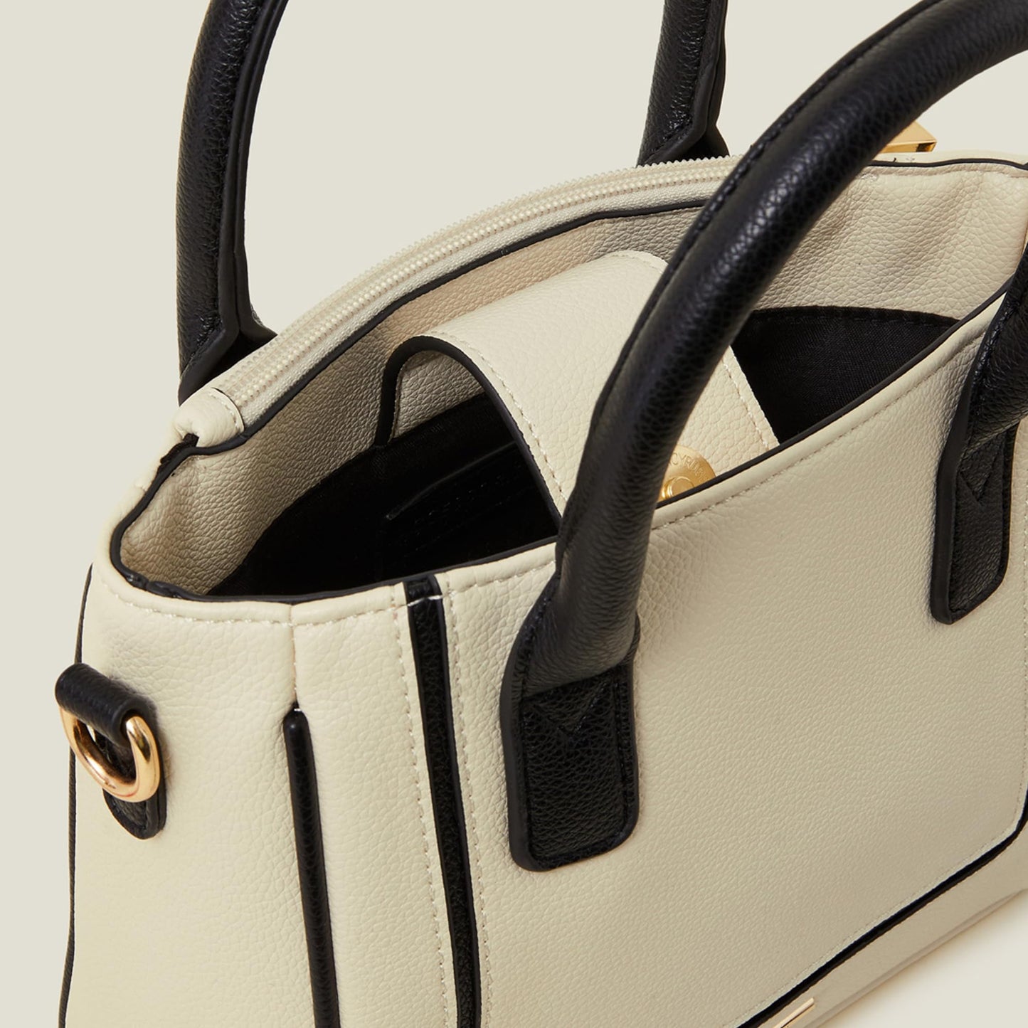 Accessorize London Women's Cream Two-Tone Faux Leather Handbag | hand bags for women stylish medium size | Ladies Purse | Shoulder bag for woman