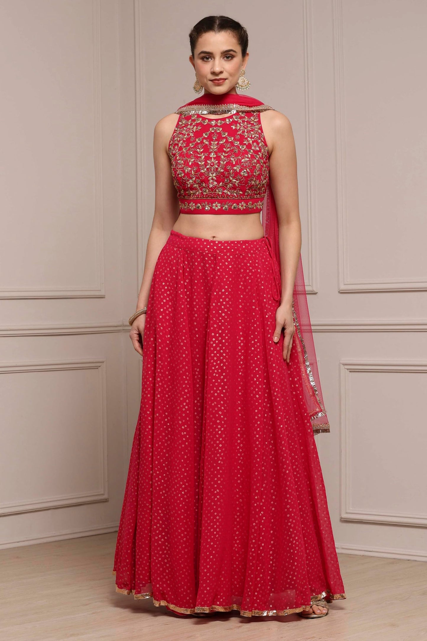 Biba Women Fuchsia Polyester Printed Lehenga Set_36