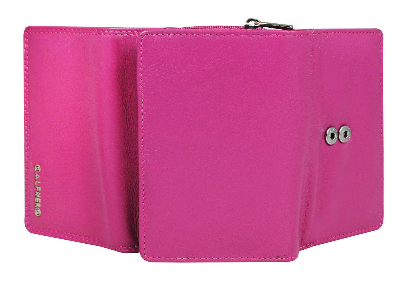 Women's Genuine Leather wallet-Long Purse Wallet with Multiple Card Slots, Zip Pocket and Note Compartment. (Pink)