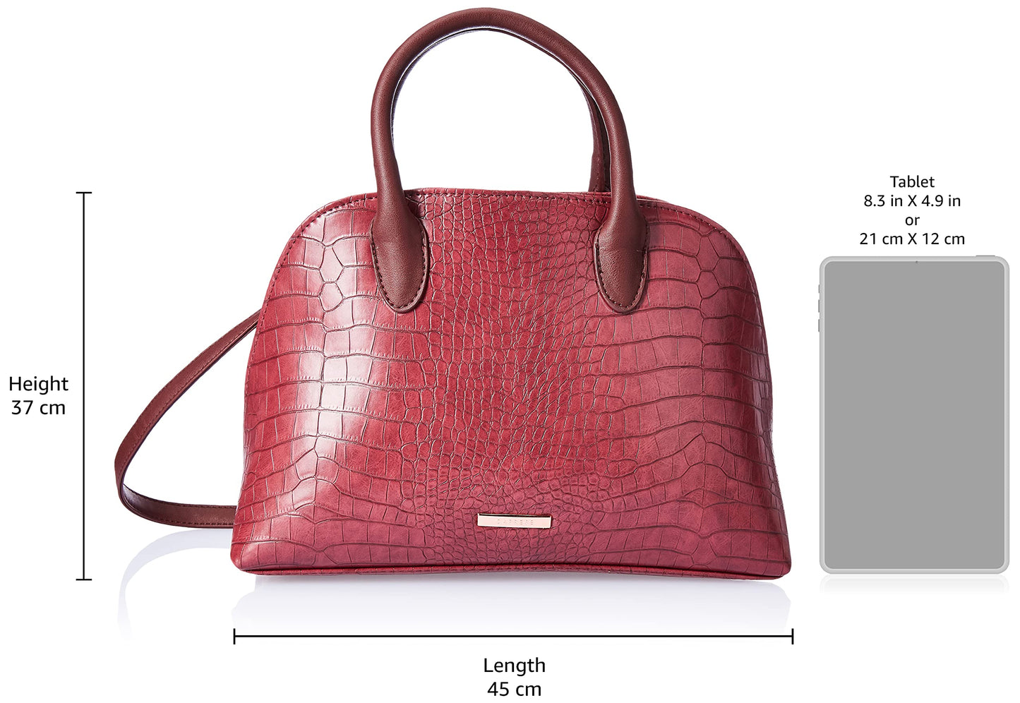 Caprese Zoia Satchel Bag, Medium | Stylish Croco Finish Handbag for Women with Chic Grab Handle, Adjustable & Detachable Sling Strap | Secure Zip Closure | Perfect for Casual & Daily Use (Plum)