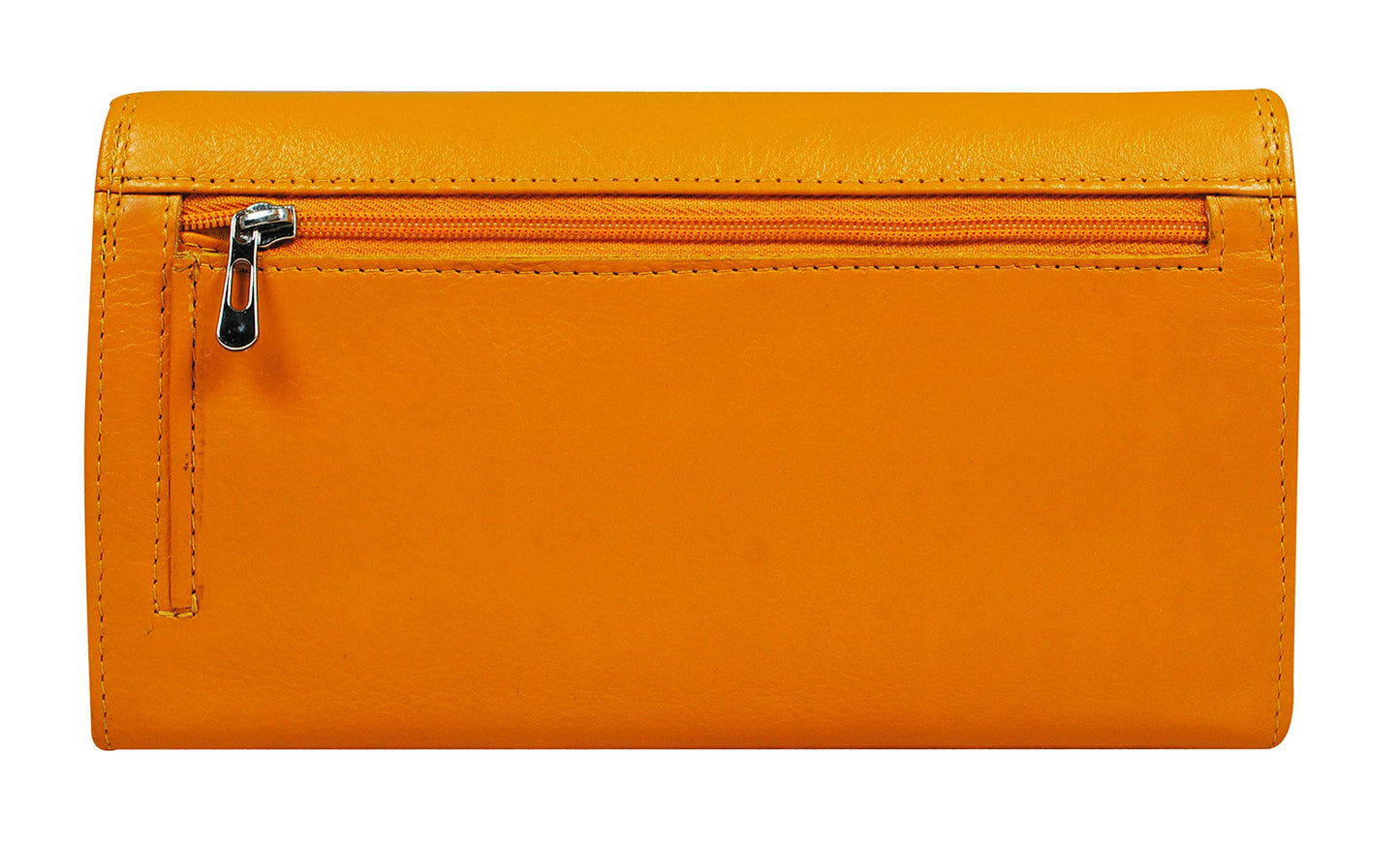 Women's Genuine Leather wallet-Long Purse Wallet with Multiple Card Slots, Zip Pocket and Note Compartment (Yellow)