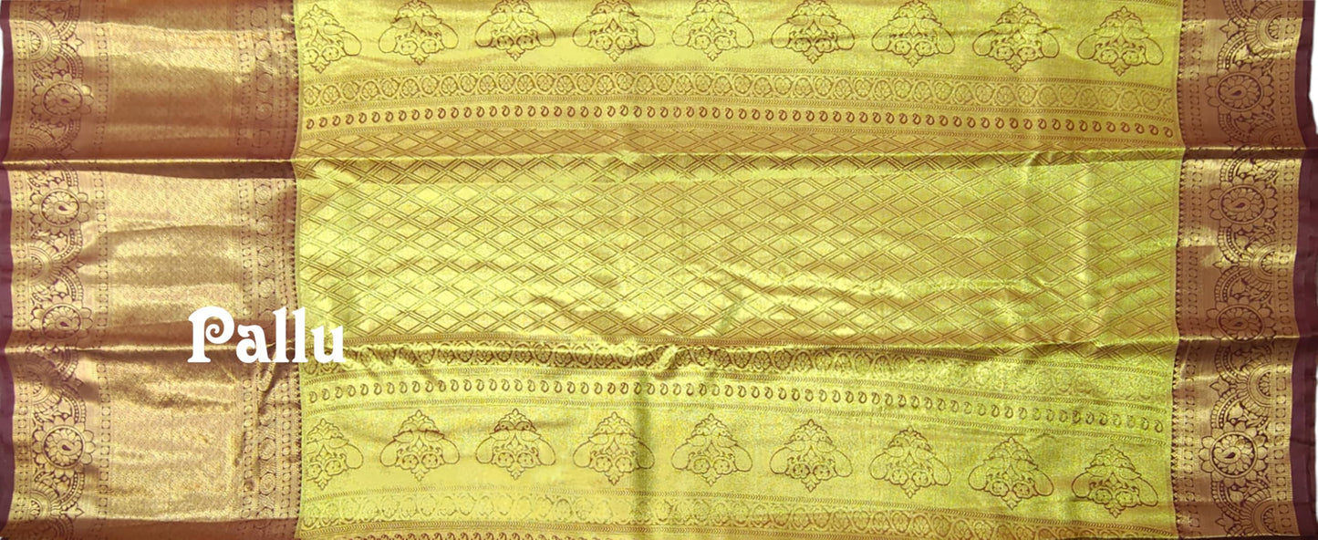 VFCollections Women's Kanchipuram Silk Pure Pattu Sarees With Blouse (Vfc269-4), Multi