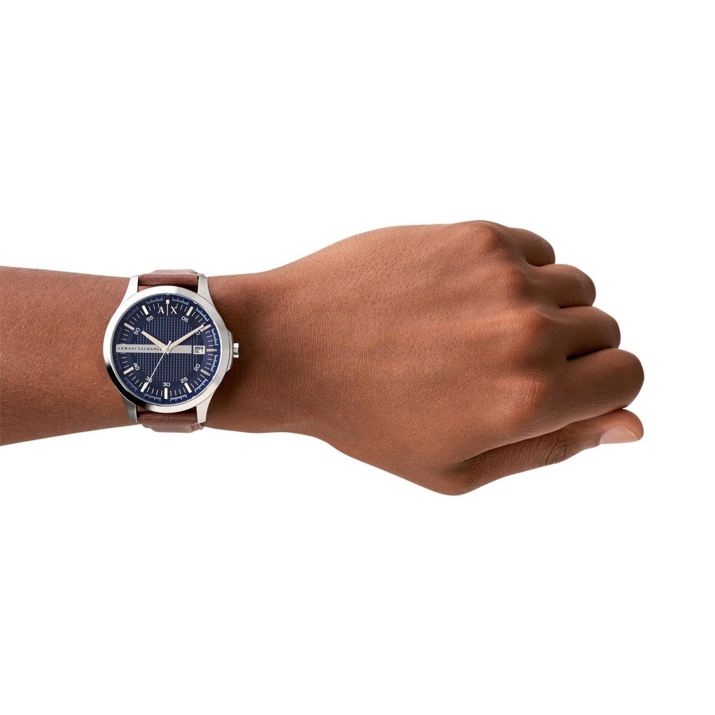 Armani Exchange Leather Analog Blue Dial Men Watch-Ax2133, Brown Band