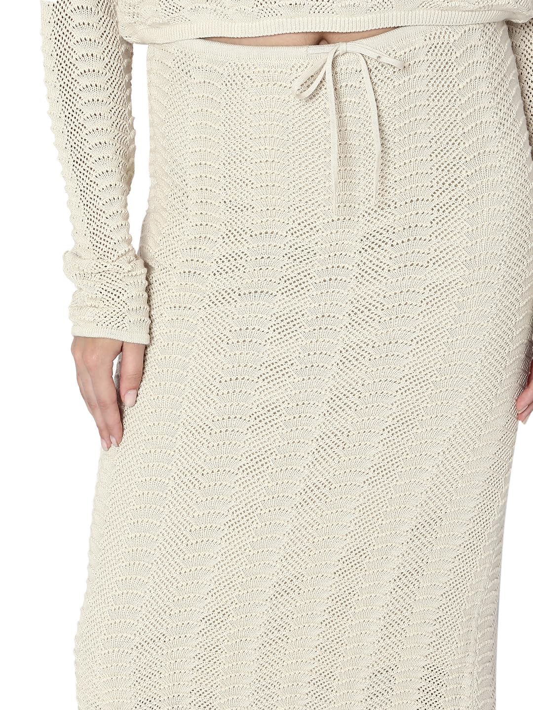 VERO MODA Women's Straight Fit High-Rise Beige Skirt