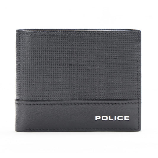 Police Xander Over Flap Coin Wallet Mens Wallet Genuine Leather Wallet for Men Bifold Purse with Card Holder 4 Credit Card Slots 1 Coin Pocket - Black Stripes