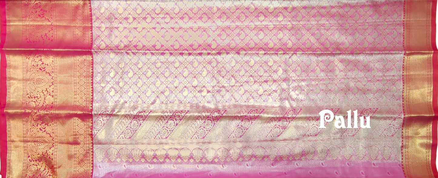 VFCollections Women's Kanchipuram Silk Pure Pattu Sarees With Blouse (VFC488-1)