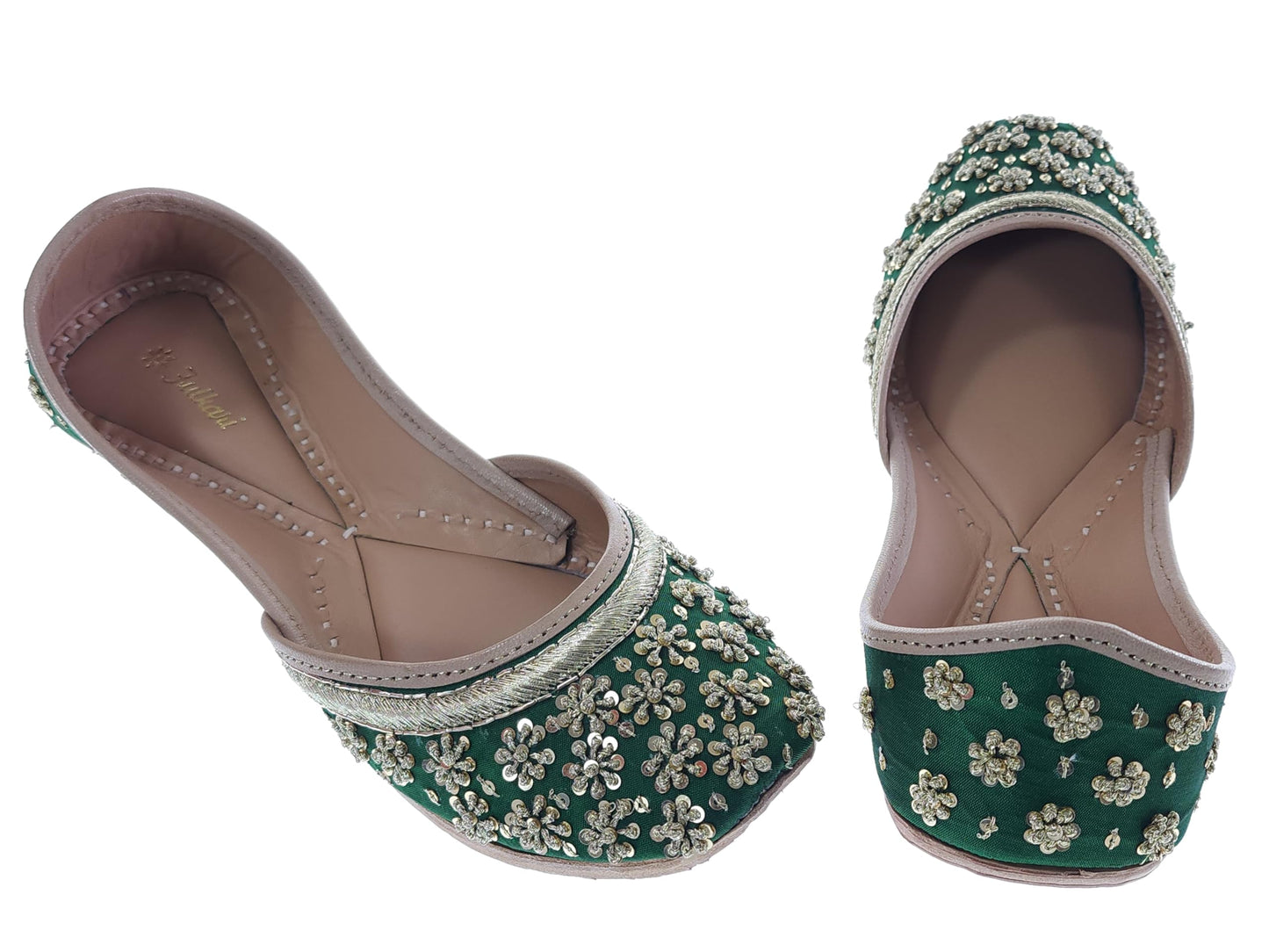 Fulkari Formal Shoes for Women – Elegant & Comfortable Office Wear, Stylish Leather Finish, Cushioned Insole, Ideal for Work, Business Meetings & Formal Events (Green Gold,Size-6)