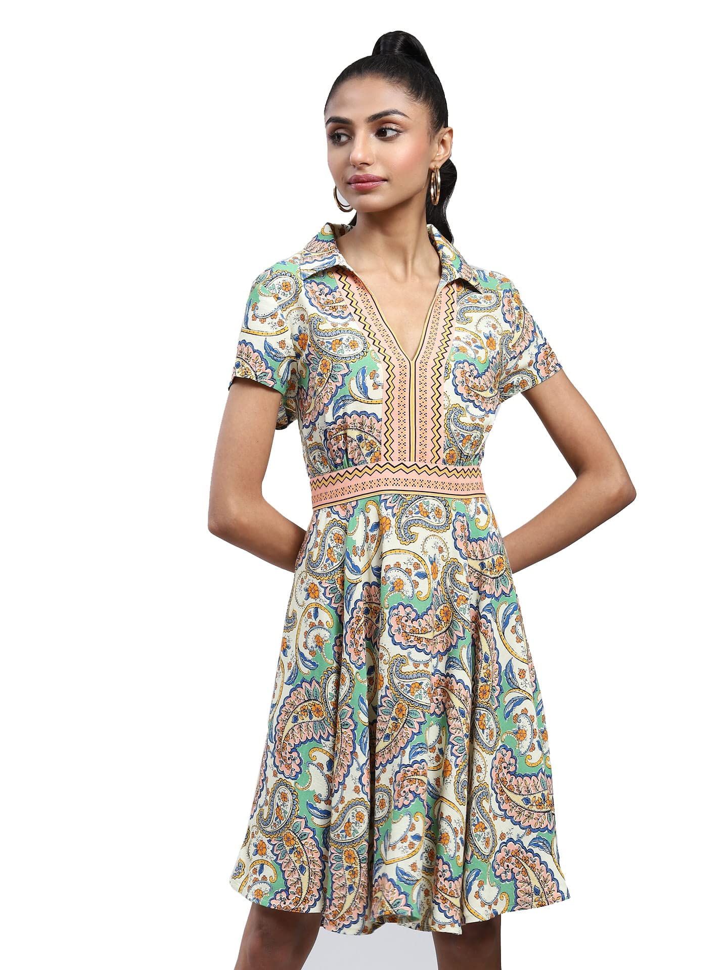 Label RITU KUMAR Navy Paisley Print Short Dress