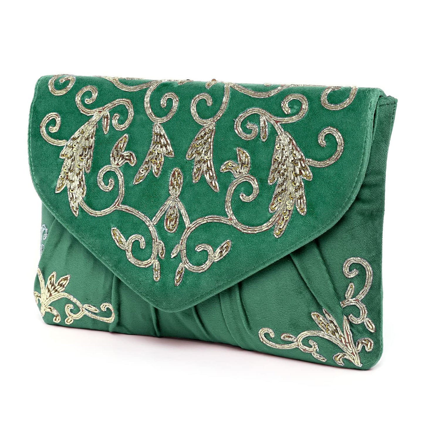Peora Green Clutch Purses for Women Handmade Evening Handbags Bridal Clutch(C85GRN)
