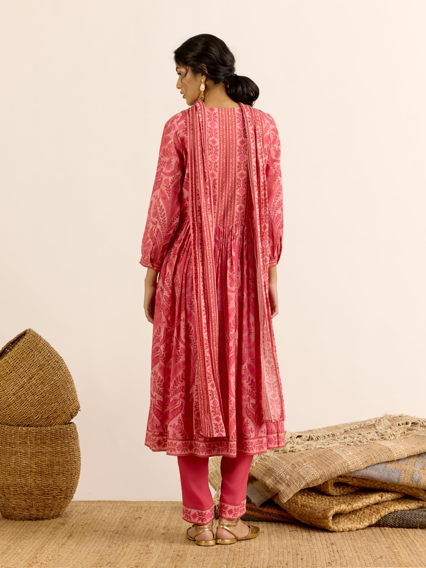 Aarke Ritu Kumar Bubblegum Pink Delilah Kurta With Pant And Dupatta