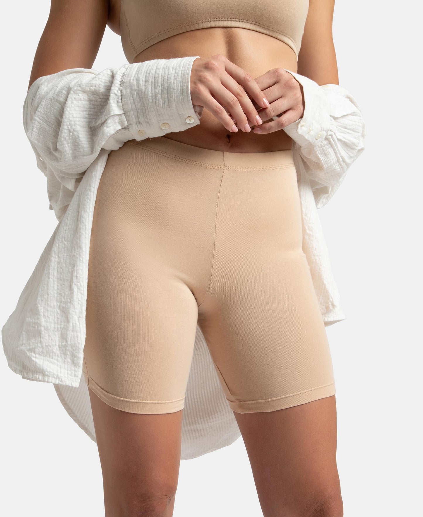 Jockey Women's Cotton Shorts (Pack of 1) (1529_Skin_L_Skin_L)