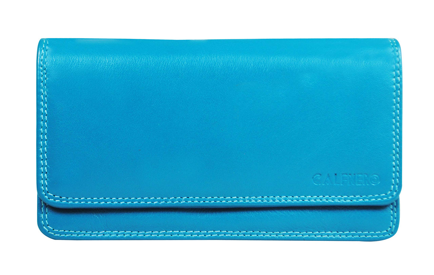 Genuine Leather Clutch Wallet for Women and Girls-Long Purse Wallet with Multiple Card Slots,Zip Pocket and Note Compartment-Red Multi Women Wallet by Calfnero (Tork-Multi)