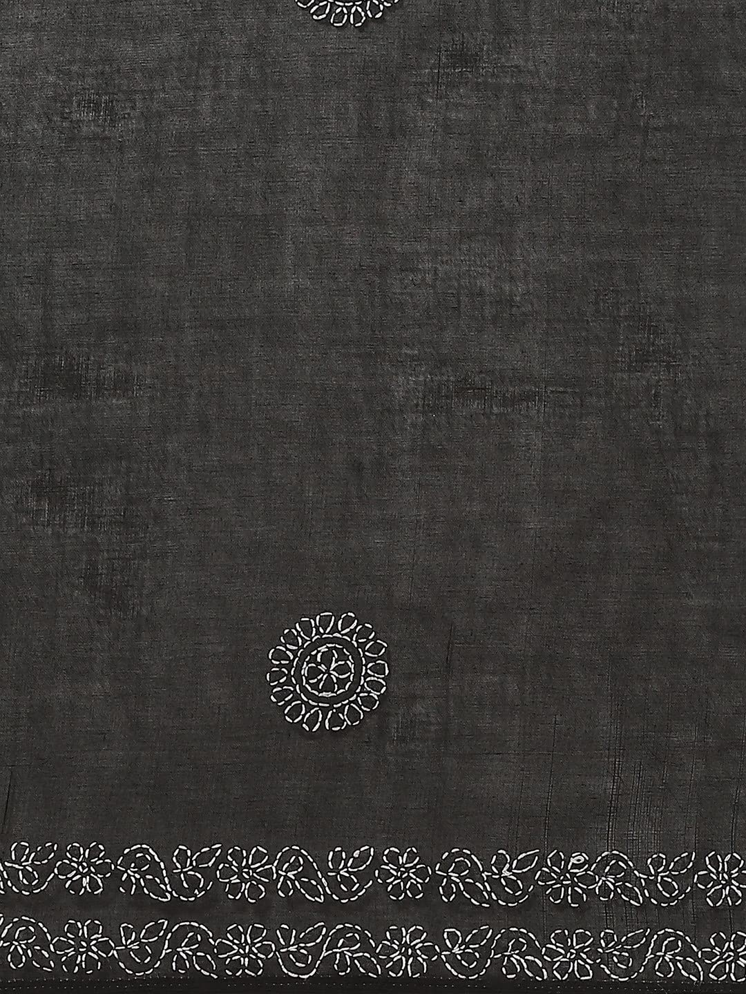 Ada Lucknowi Hand Embroidered Chikankari Women's Cotton Saree with Unstitched Blouse A311180 Black