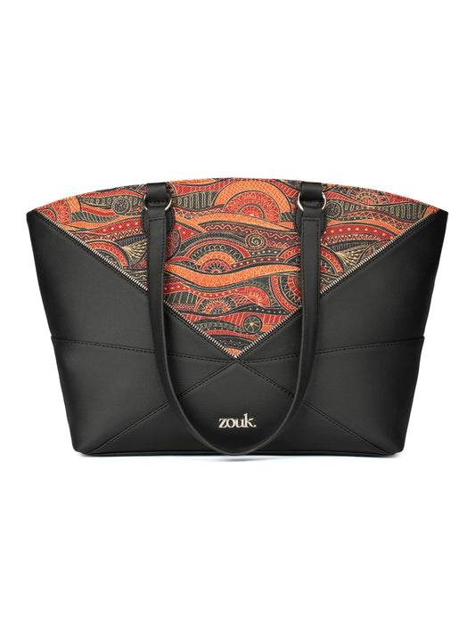 ZOUK Rhea Kapoor Tote Bag - Pithora Artistry | Elegant Vegan Leather Tote for Women | Multicolor
