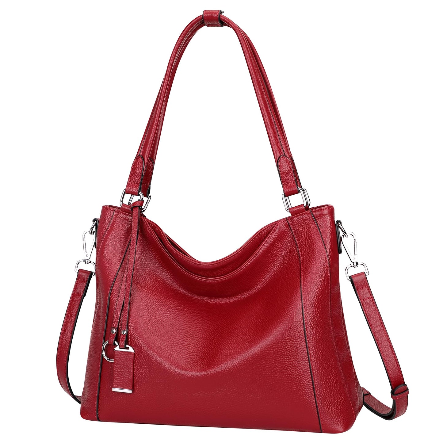 Soft Leather Handbags for Women Shoulder Hobo Bag Large Tote Crossbody Bag By OVER EARTH (O103E Red Wine)