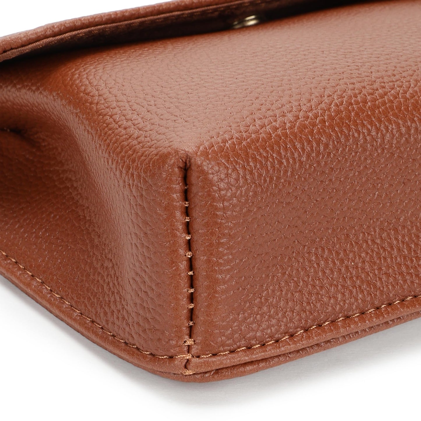 Fastrack brown Sling | Faux-Leather Women’s Handbag | Button-Closure Sling with Metal Accent Strap