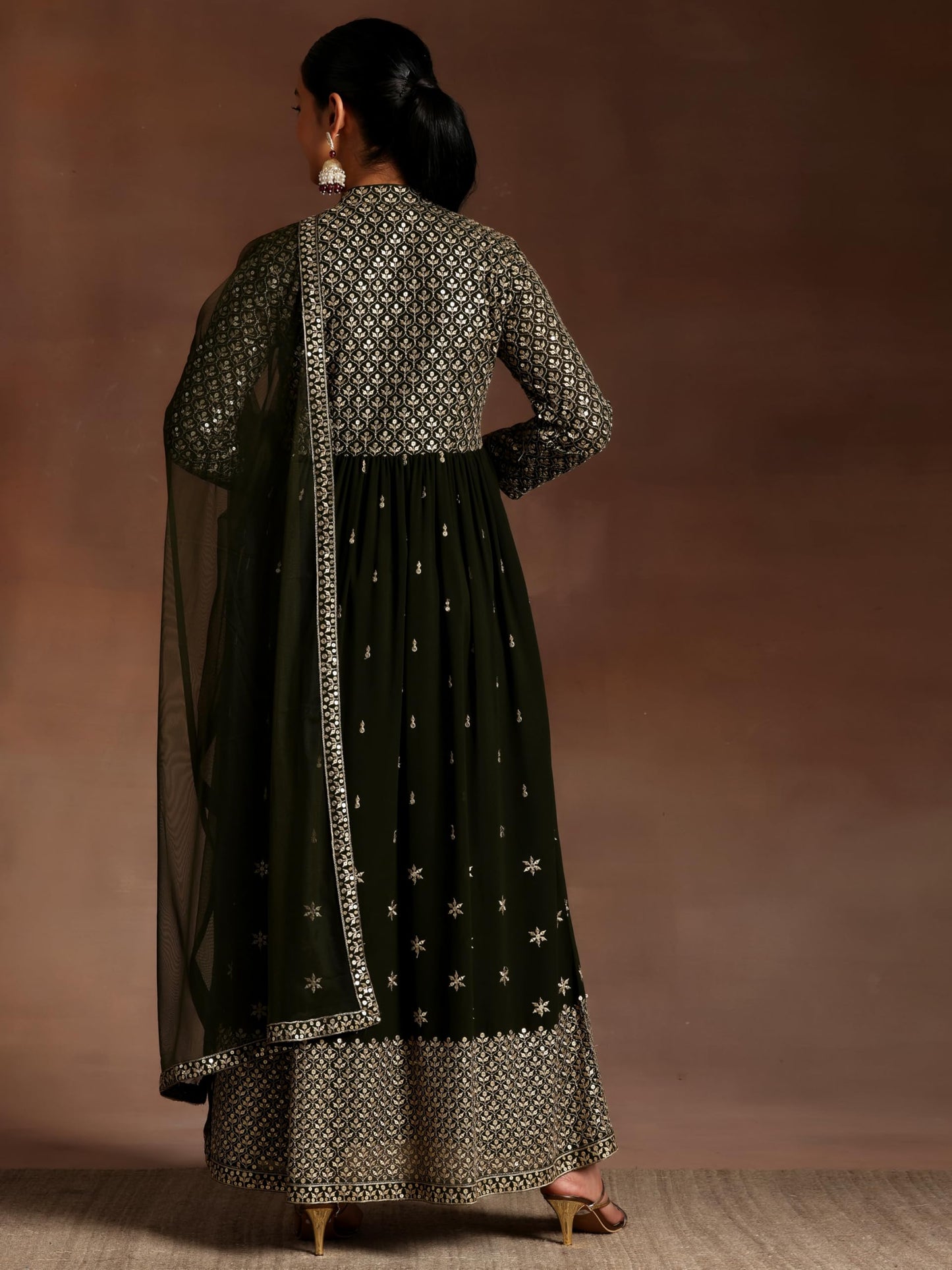 Libas Women's Georgette Kurta Set (35852_Olive