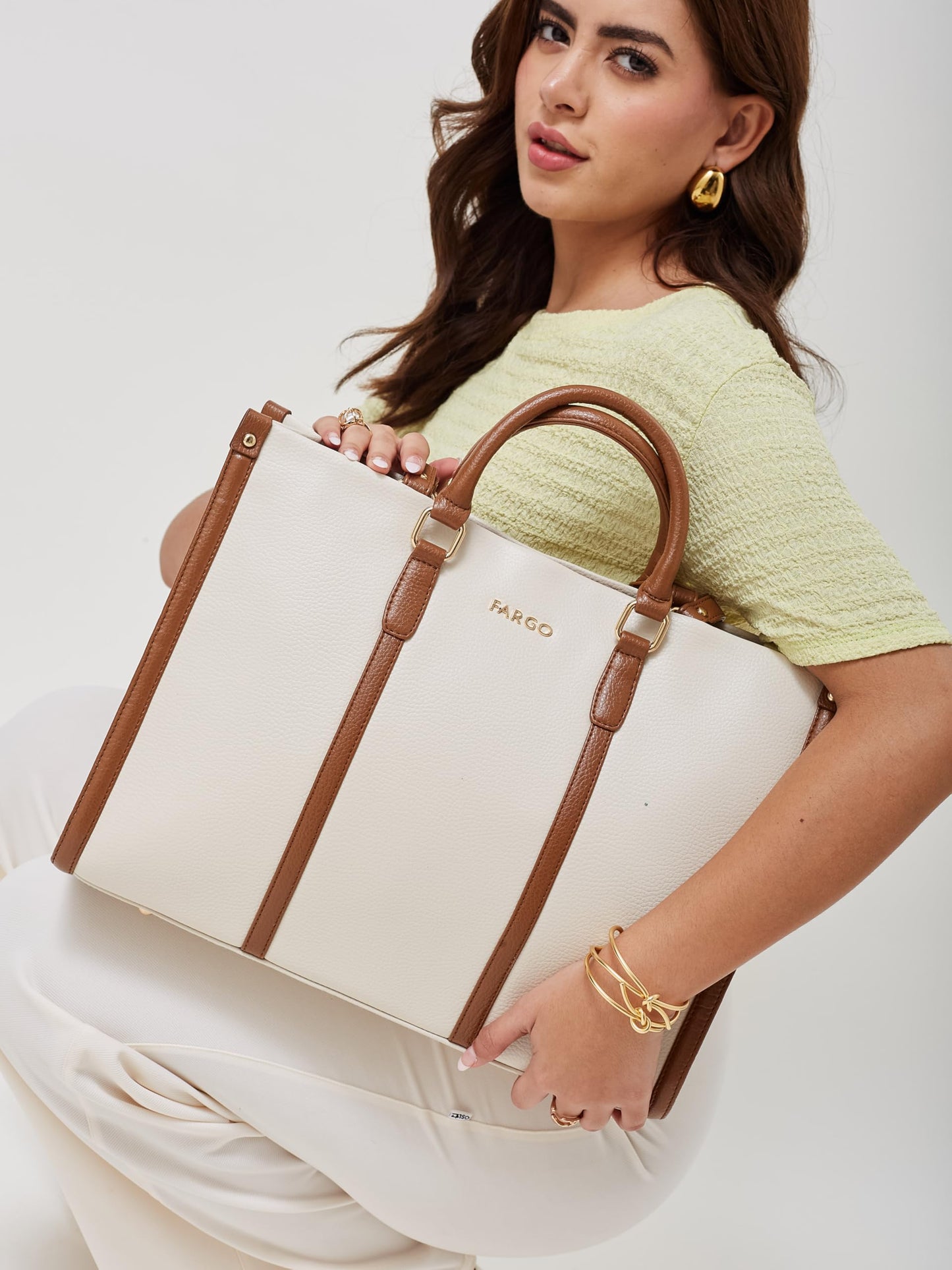 Fargo Iconic Tote Bag for Women | Vegan Leather Handbag with 15-Inch Laptop Compartment, Smooth Zip, Luxury Look | Stylish Office, College & Travel Tote | Made in India