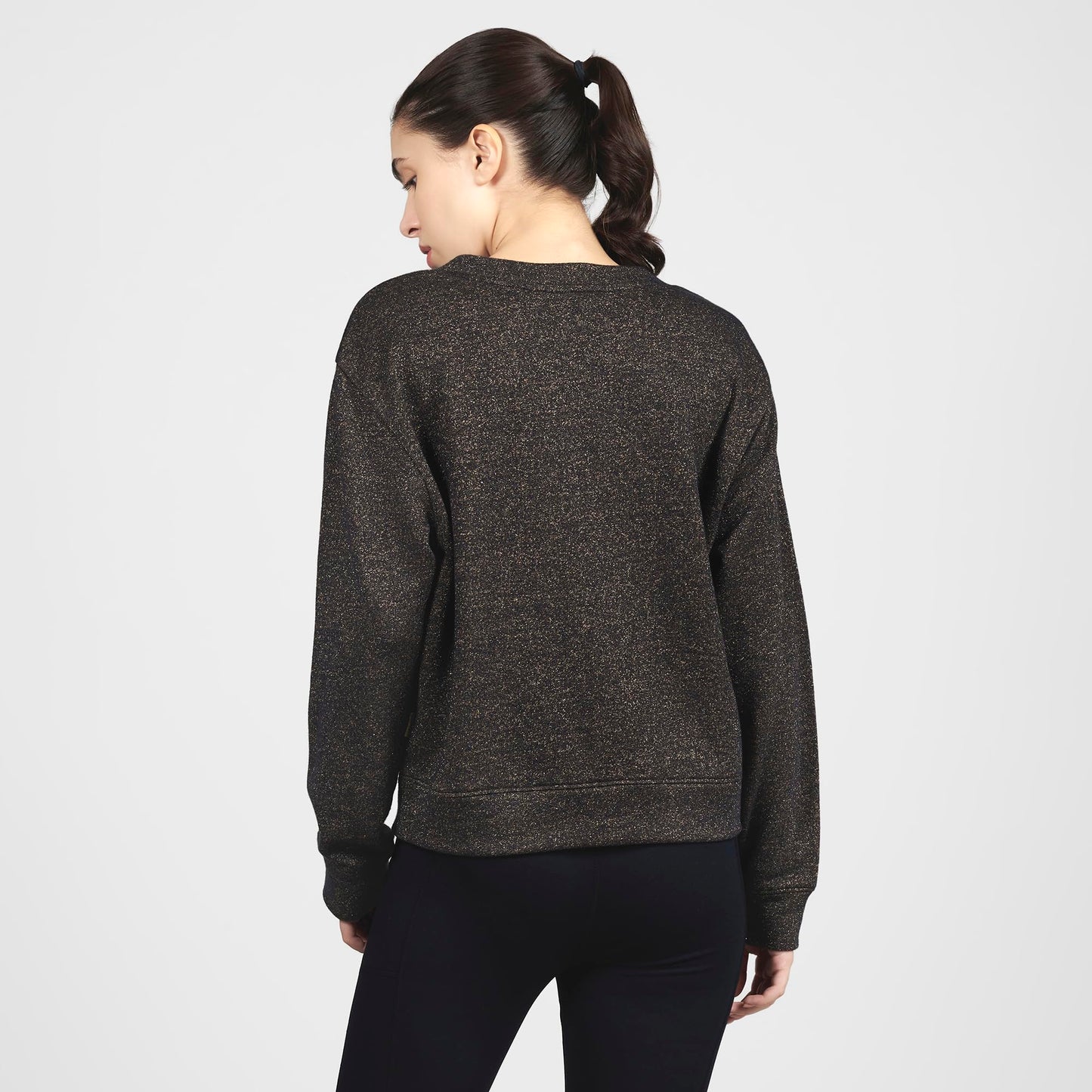 Skechers Women's Skech-Sweats Shimmer V-Neck (LT110A-BLK_S)