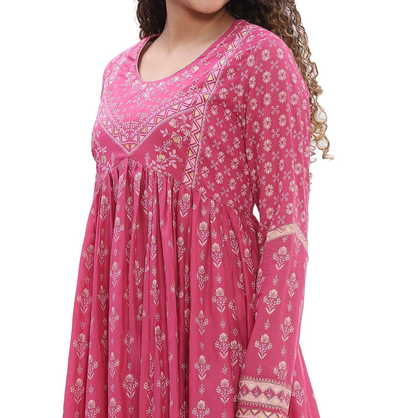 Biba Women's Cotton Kurta Set (SKDSTSAG10902SS25ONIPNK_Onion Pink
