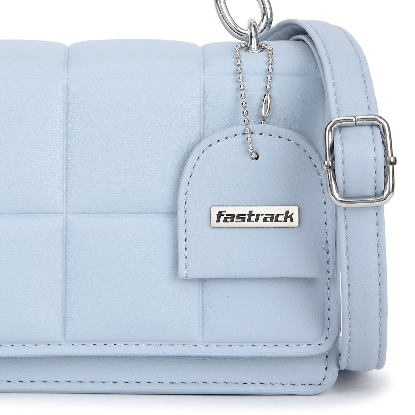 Fastrack Quilted Sling Bag for Womens, Ladies and Girls | Polished Gold Chain Strap Sling Bag | Made Up of Semi PU Leather Material