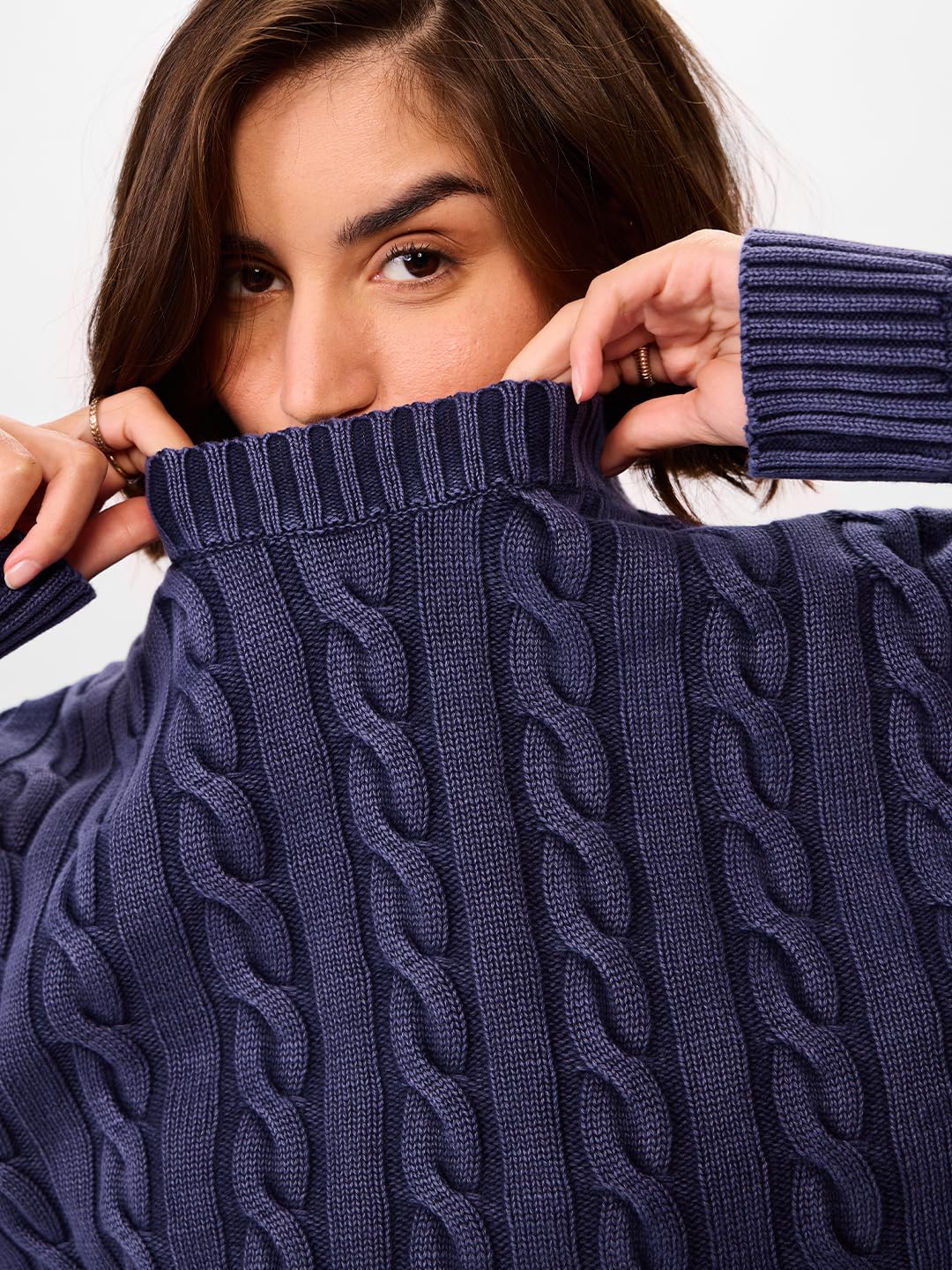 The Souled Store Solids: Grey Blue Women Oversized Sweater